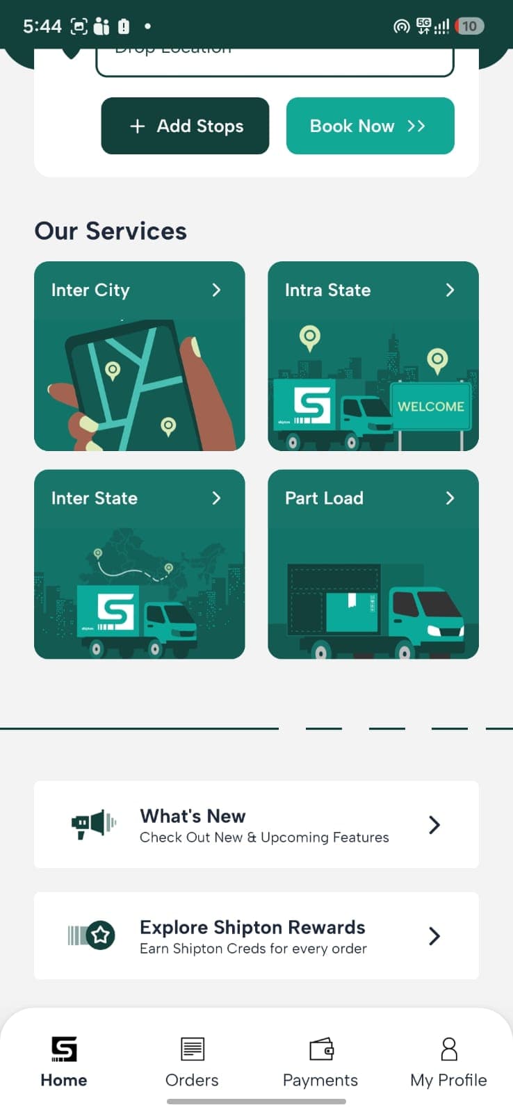 Services — inter-city, intra-state, inter-state and part load